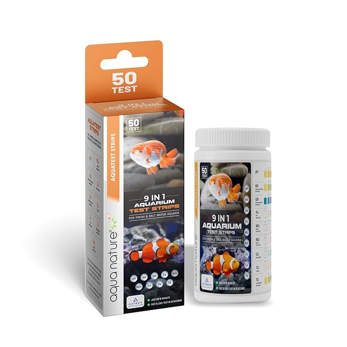 AquaNature 9 in 1 Aquarium Test Strips for Freshwater & Saltwater Aquaria