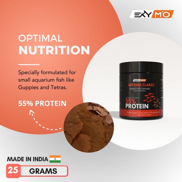 Exymo Artemia Flakes 25g high protein brine shrimp fish food for aquarium fish