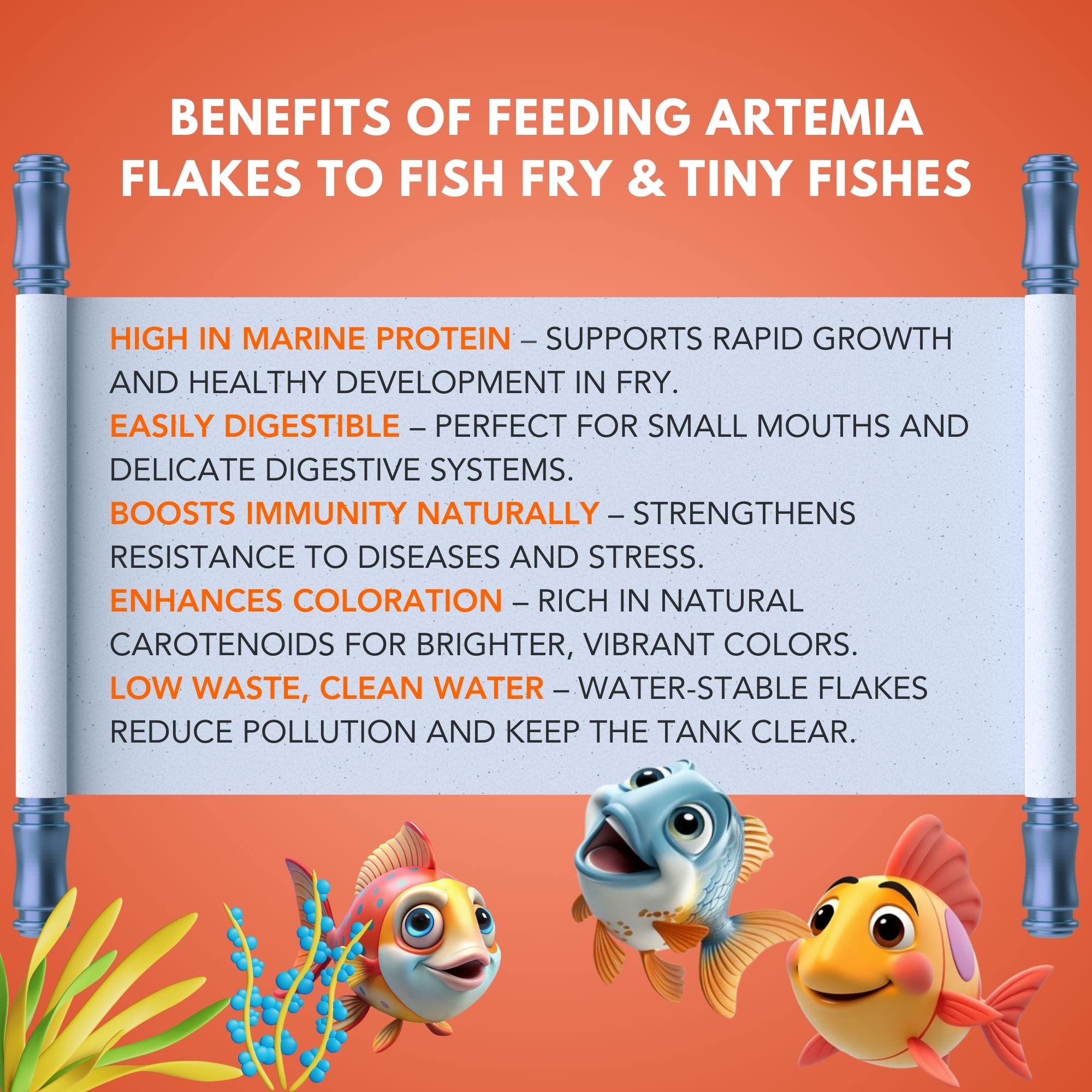 Exymo Artemia Flakes 25g high protein brine shrimp fish food for aquarium fish