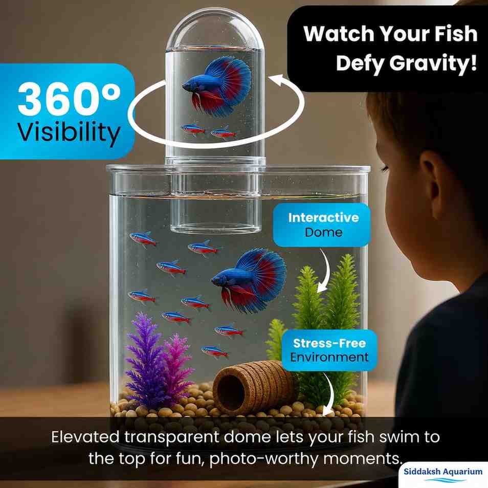 Blue Pet BL-10V Floating Aqua Tower with LED Light for Betta Fish and Small Aquariums