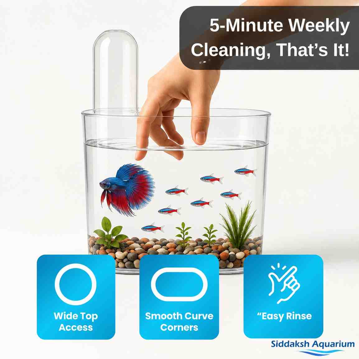 Blue Pet BL-10V Floating Aqua Tower with LED Light for Betta Fish and Small Aquariums