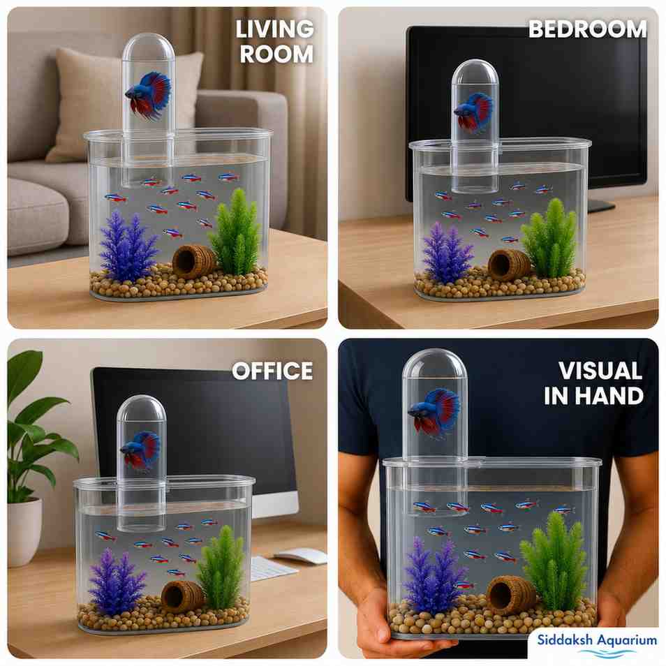Blue Pet BL-10V Floating Aqua Tower with LED Light for Betta Fish and Small Aquariums