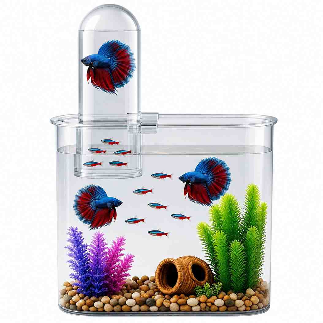 Blue Pet BL-10V Floating Aqua Tower with LED Light for Betta Fish and Small Aquariums