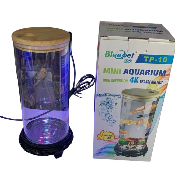 Bluepet TP-10 Transparent Acrylic Betta Fish Tank with WRGB LED Light and Stand 1L Aquarium