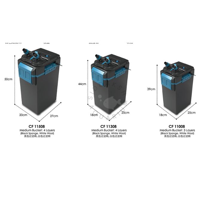 Dophin CF11008 CF11308 CF11508 canister filter with CO2 injection port for planted aquarium external filter